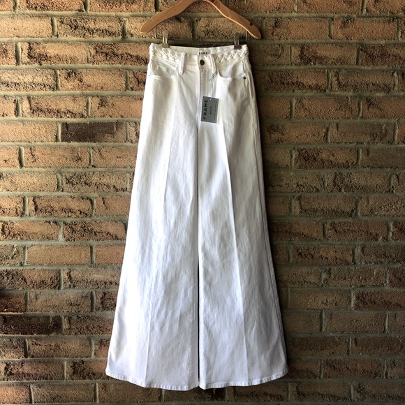 Frame Denim Denim - FRAME | White braided waistband bell botto…